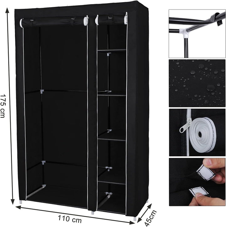 SONGMICS Stoffschrank, XL, Kleiderschrank, Faltschrank, Campingschrank mit Kleiderstange, 110 x 175