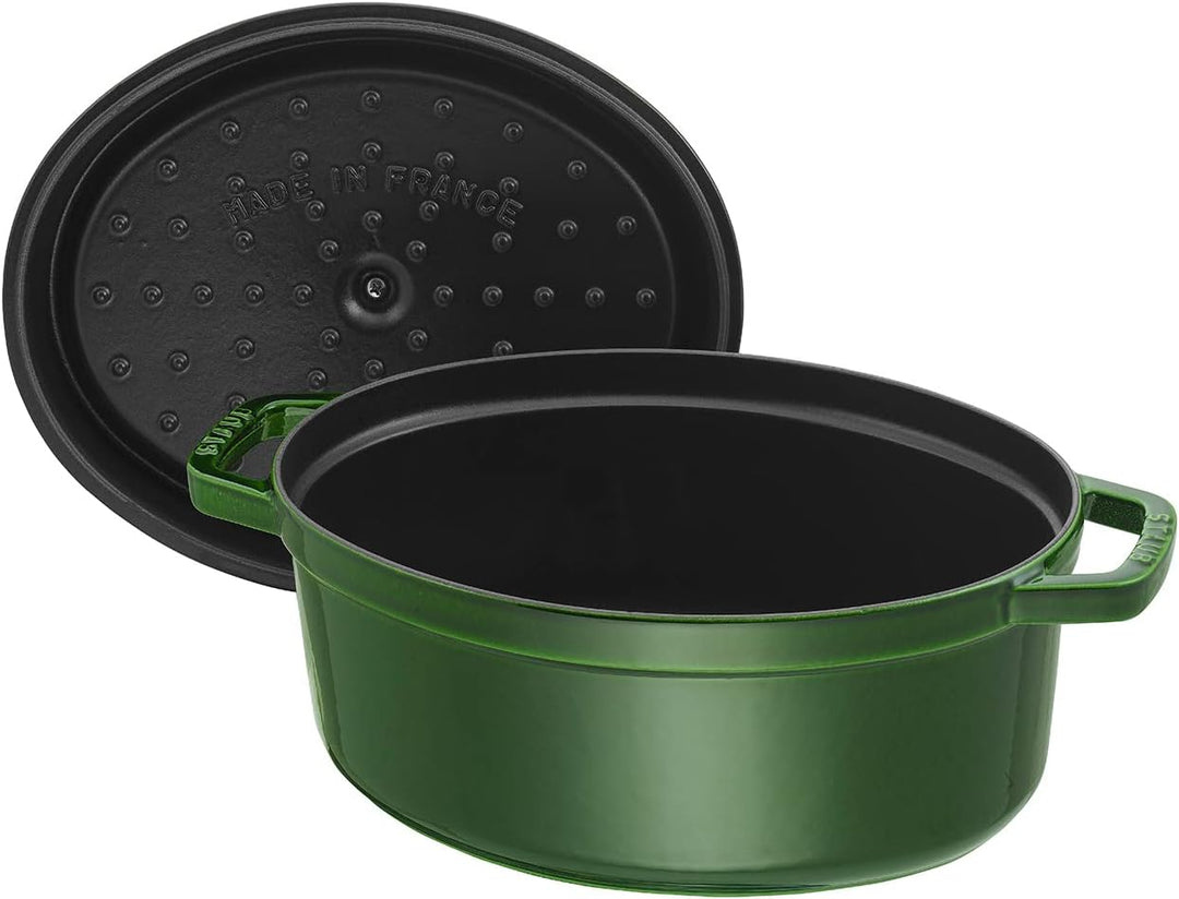STAUB Gusseisen Bräter/Cocotte, Oval 33 cm, 6,7 L, Basilikum/Grün 33 cm, 6.7 L Basilikum-Grün, 33 cm