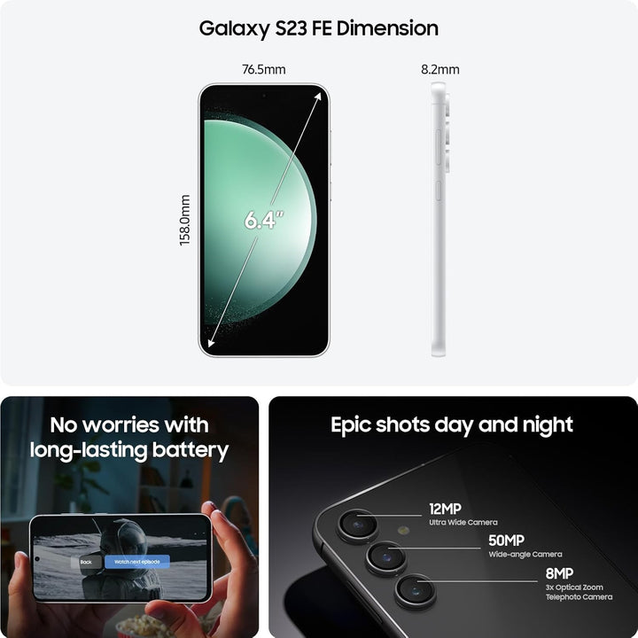 Samsung Galaxy S23 FE 5G 128GB Speicher 8GB ROM AI Smartphone Android 15, 4.500mAh Akku, Smartphone