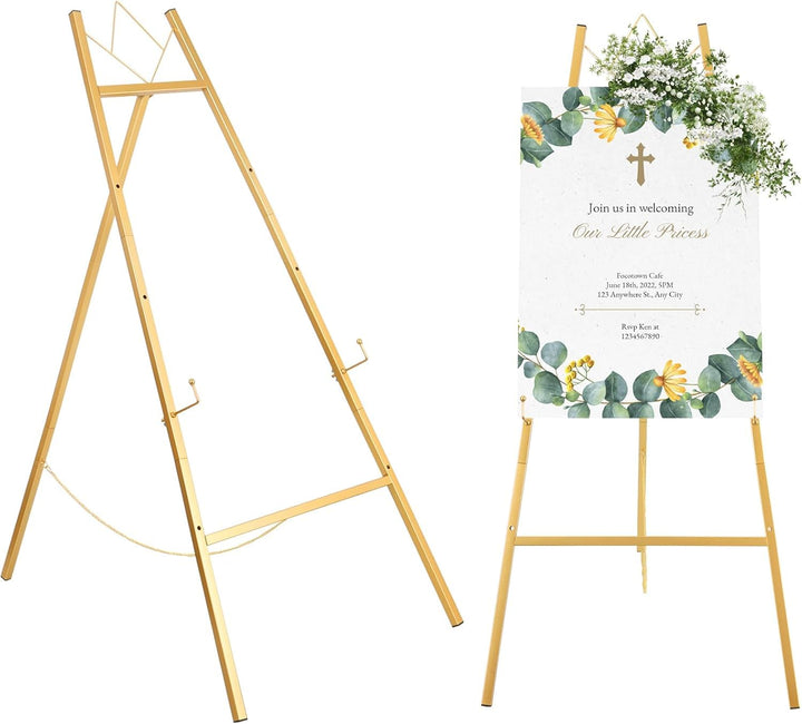 Gold Staffeleiständer für Schild,4-Tier Heavy Duty Metall Freistehende Verstellbare Staffelei Hochze