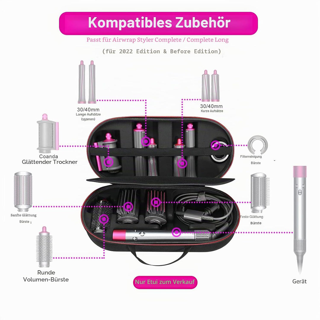 RLSOCO Hardcase für Dyson Airwrap Complete Styler und Zubehör, Schwarz, 1 Count (Pack of 1), Traditi