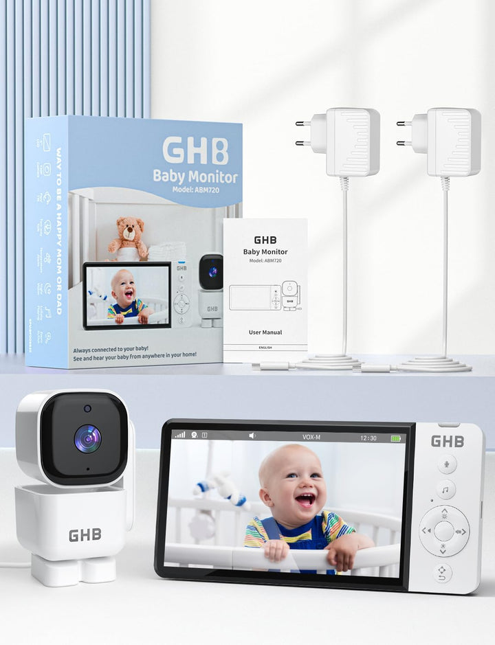 GHB Babyphone mit Kamera 5 Zoll 720P HD Display mit bis zu 168h Akkulaufzeit im VOX Bewegungserkennu