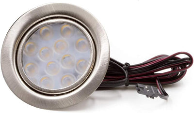 vislux 2er Set LED Möbelleuchte Einbaustrahler Edelstahl Gebürstet flach 3W warmweiss 3200K 200lm 12