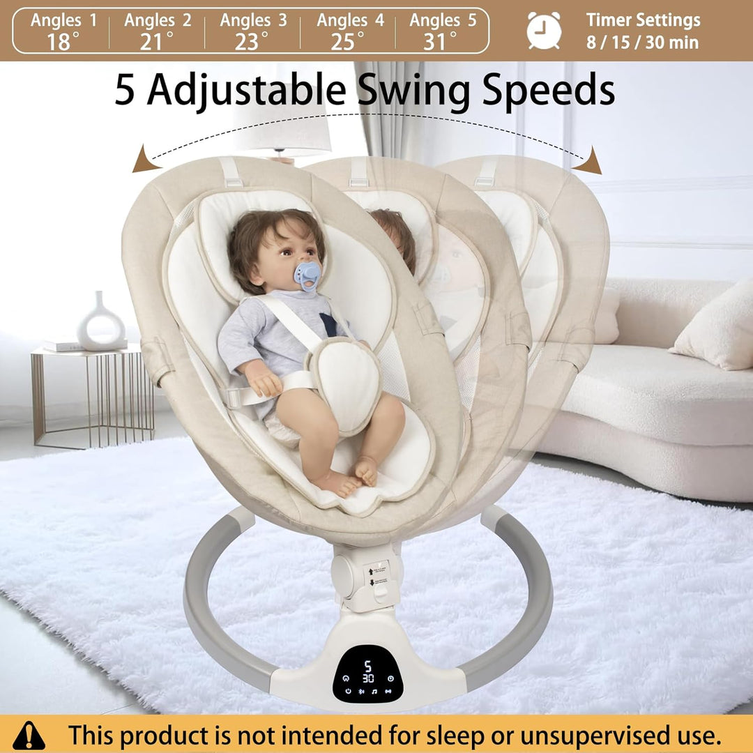 Elektrische Babywippe für Säuglinge bis 9 kg, klappbar, mit Fernbedienung & Bluetooth, Timer-Funktio