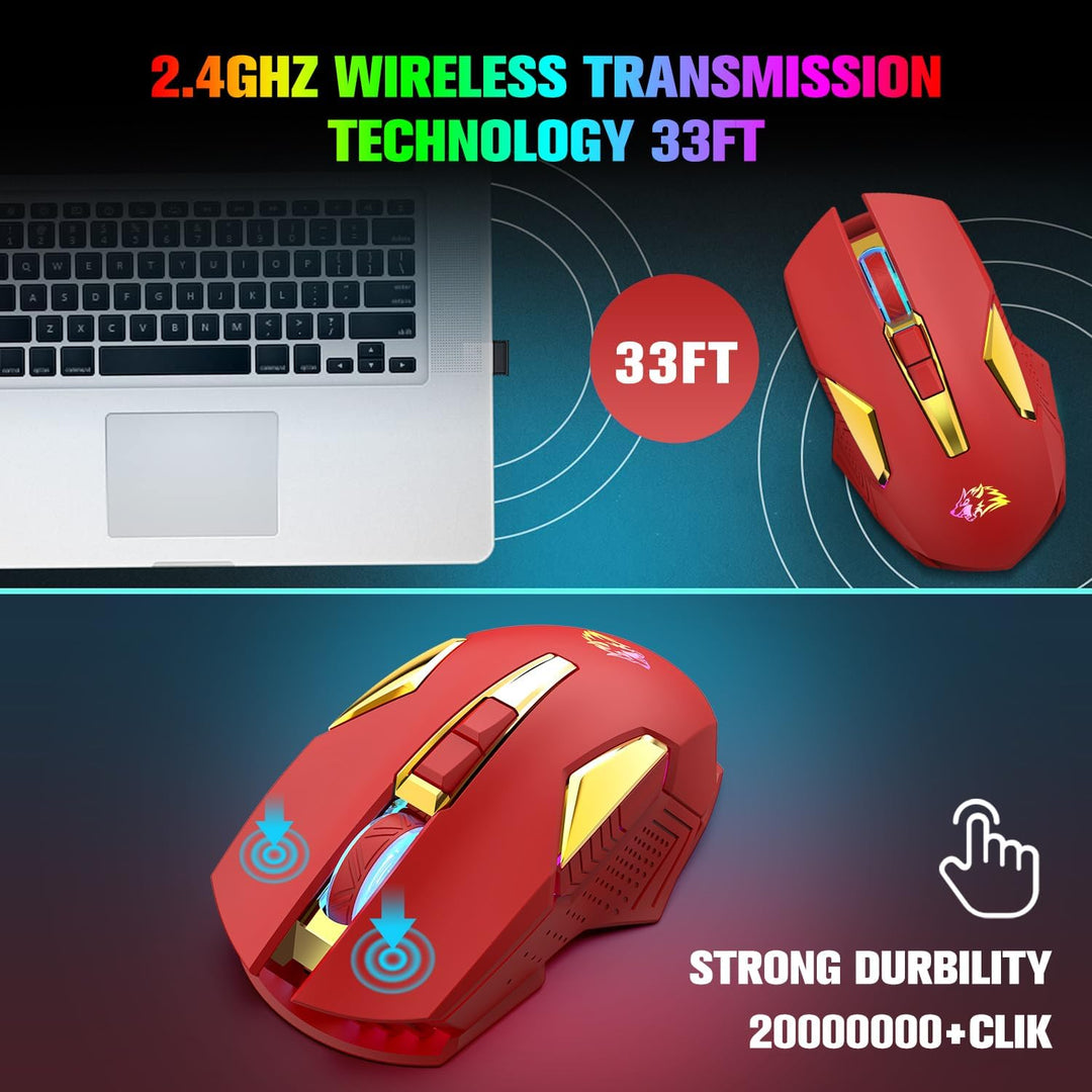 MAGIC-REFINER Kabellose Gaming-Maus, X18-G502, 2,4 G, Computermaus, leises Klicken mit USB-Empfänger