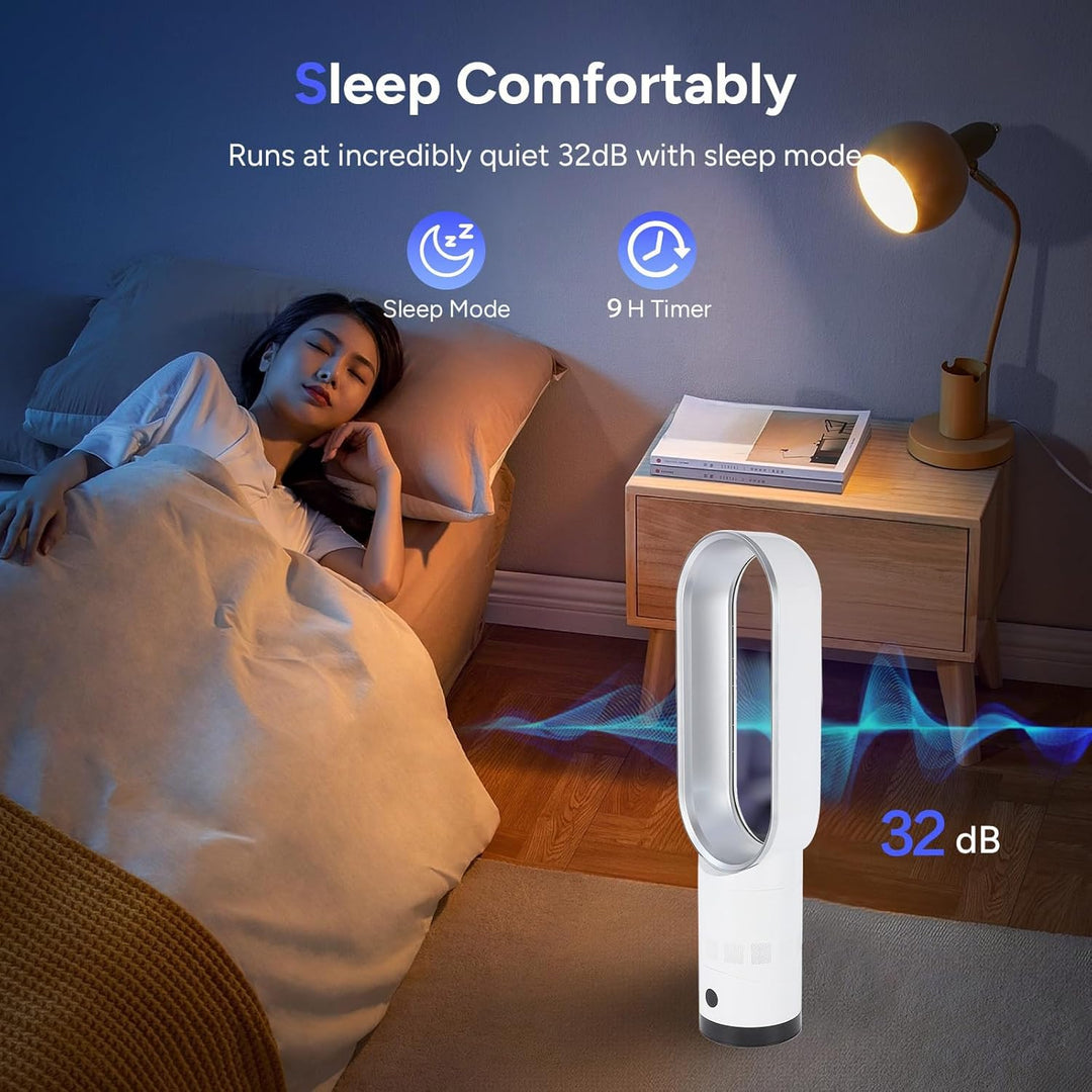 Rotorloser Ventilator mit Luftreiniger, 18-Zoll Turmventilator Leise mit Fernbedienung, 8 Geschwindi