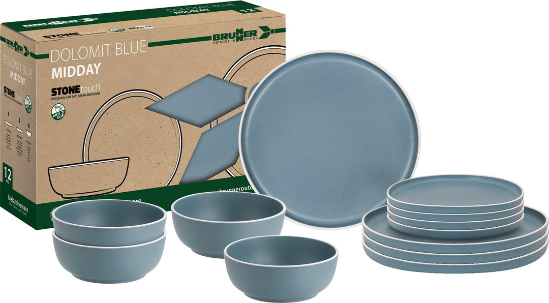 Brunner Dolomit Geschirrset, 12-teilig, denim