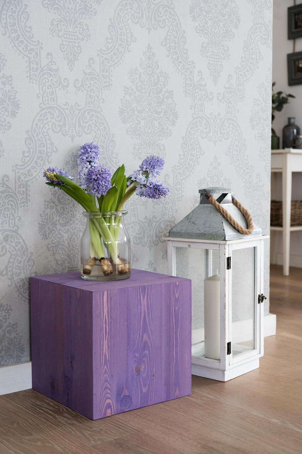 DECOKTIVO Pflanzenständer Holz, Vintage Holzdeko, Blumenständer, Blumenhocker, Holzblock, Dekosäule,