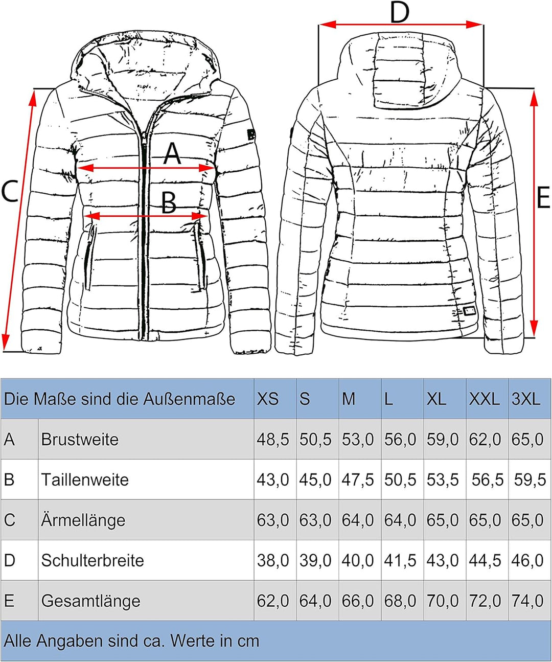 MARIKOO Damen Übergangsjacke leichte Steppjacke kurz mit Kapuze Lucy XS-3XL, Blau