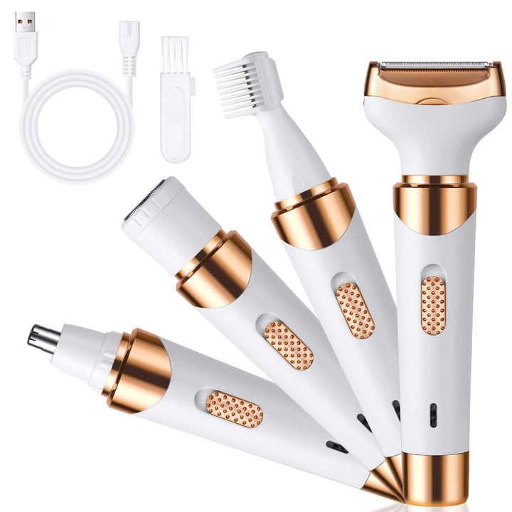 ACWOO Elektrischer Rasierer für Frauen, 4-In-1 Elektrischer Damenrasierer, Schmerzfreier Intimrasier