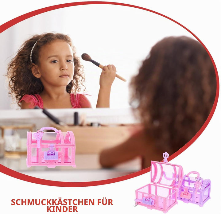 2 Stück Schatzkiste Prinzessinnen-Truhe Spielzeug: Schatz-Schmucktruhe Mädchen Mit Schloss Und Schlü