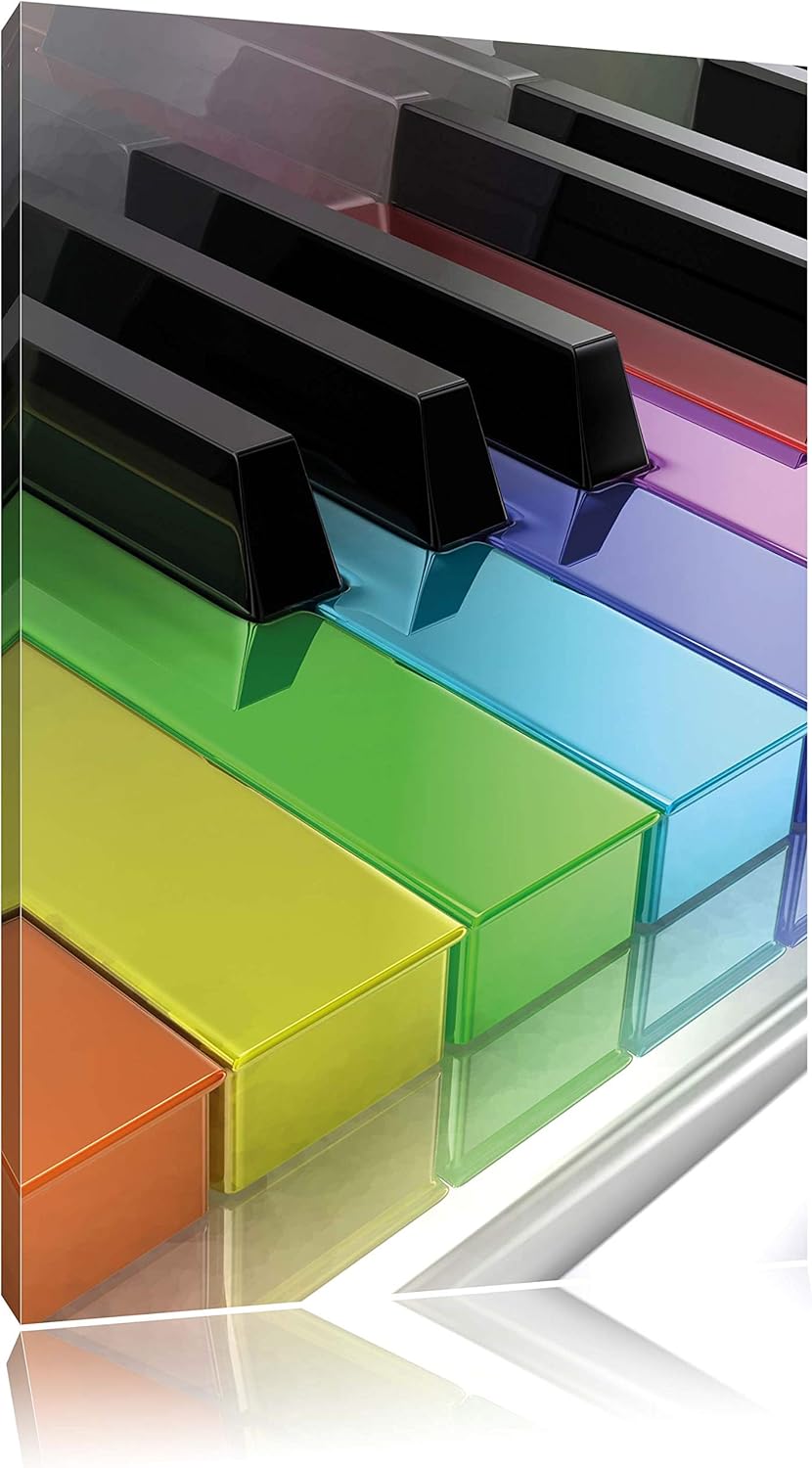 Pixxprint Klavier Tasten als Leinwandbild/Grösse: 100x70 cm/Wandbild/Kunstdruck/fertig bespannt 70x1
