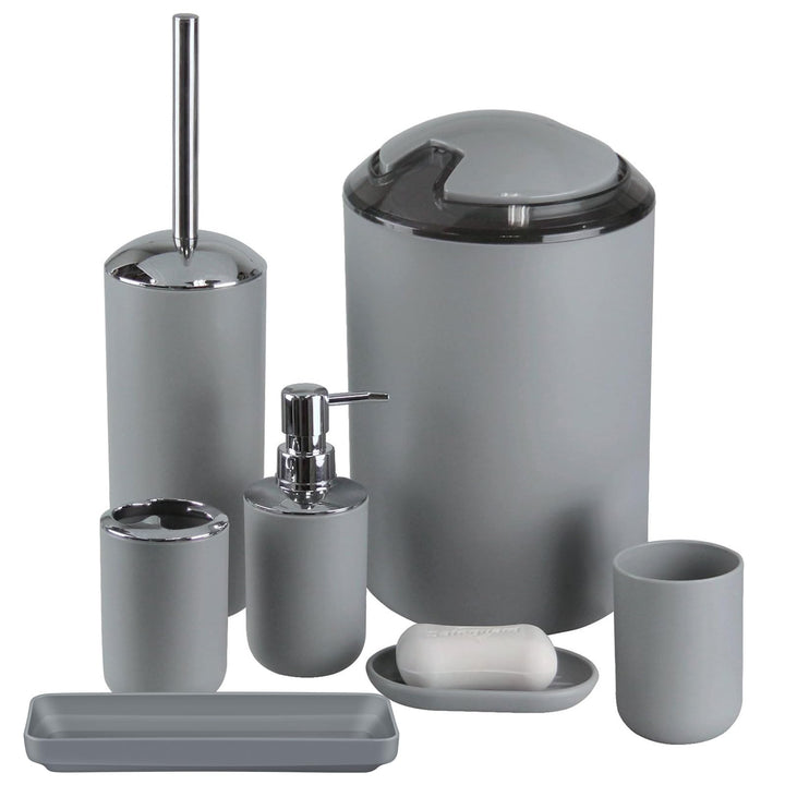 IMAVO Badezimmer-Zubehör-Set, 6-teilig, Kunststoff-Geschenk-Set, Zahnbürstenhalter, Zahnbürstenbeche