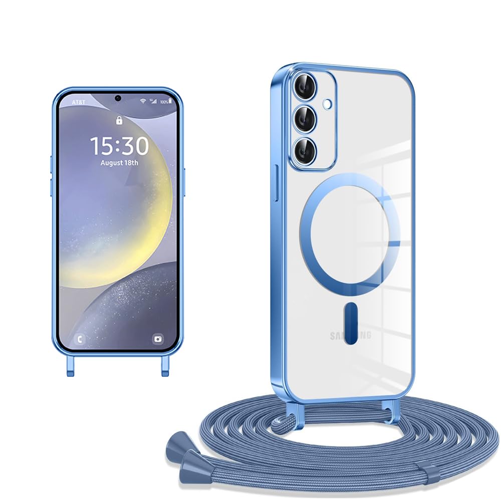 CaseLover Magnetische Handyband für Samsung Galaxy S25 FE 5G Hülle mit Band, Klare Silikon Necklace