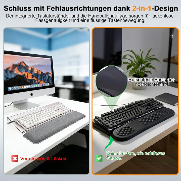 LIMOUS Handballenauflage Tastatur– 2-in-1 Memory-Schaum- Ergonomische Tastaturauflage,Handgelenkentl