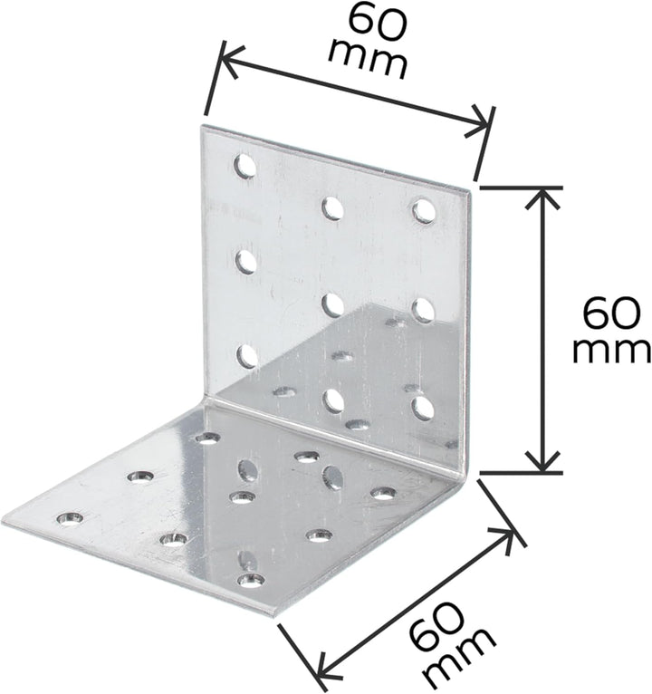 Alberts 848248 Lochplattenwinkel | Edelstahl | 60 x 60 x 60 mm | 25er Set 60 x 60 x 60 mm / 25 Stk.,