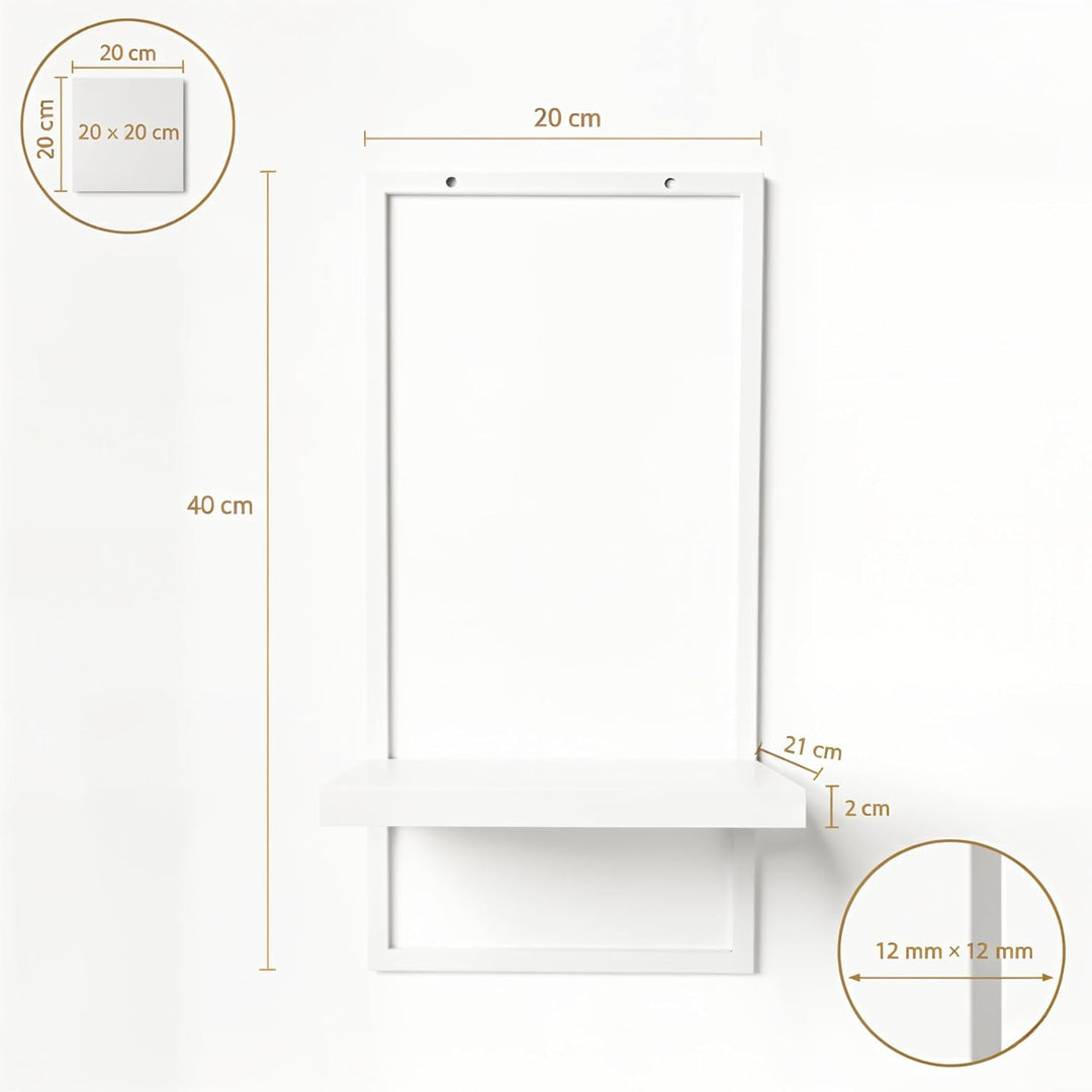 UNO RIPIANI Wandregal aus Metall – modernes Wandboard zur Wandmontage, pulverbeschichtet, 20×21×40 c