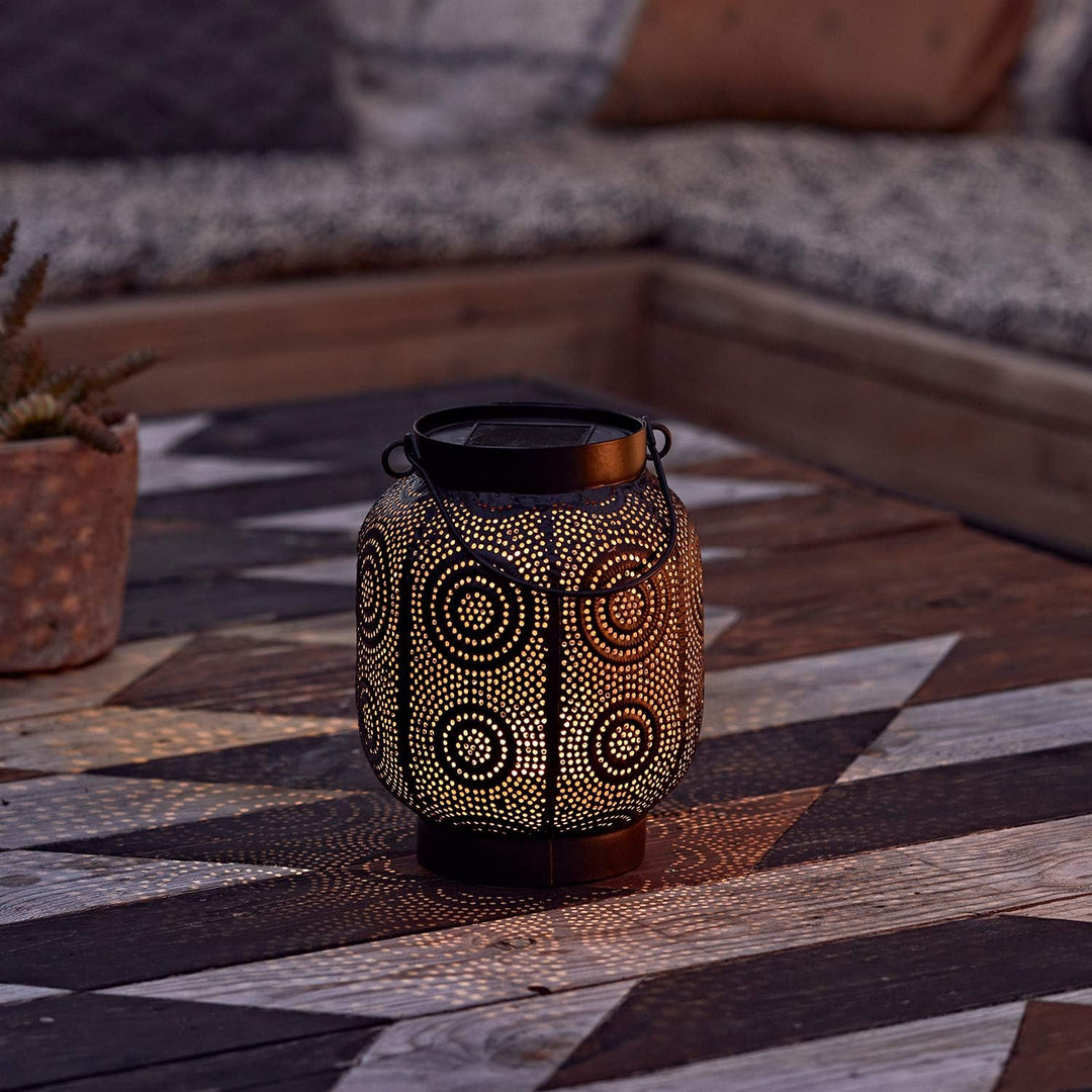 Lights4fun 18,5cm Marokkanische Solar Laterne mit warmweisser LED Solarlampen für Aussen Garten Deko