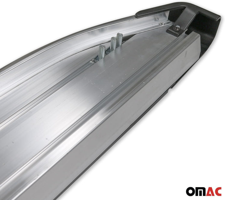 OMAC Alu Trittbretter Seitenschweller kompatibel mit Kia Sportage 2010-2015 Schwarz Silber BLACKLINE