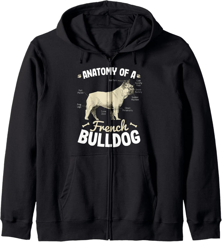 Anatomie einer französischen Bulldogge Lustiger Frenchie Hundebesitzer Kapuzenjacke