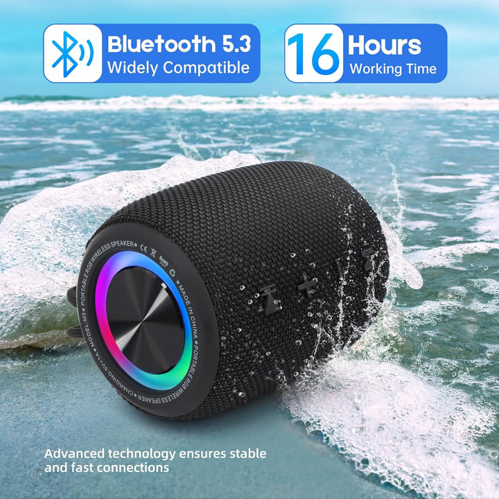 SENXINGYAN Bluetooth Lautsprecher 20W, Bluetooth Box, LED Musikbox Wasserdicht IPX6, 360° HD Stereo