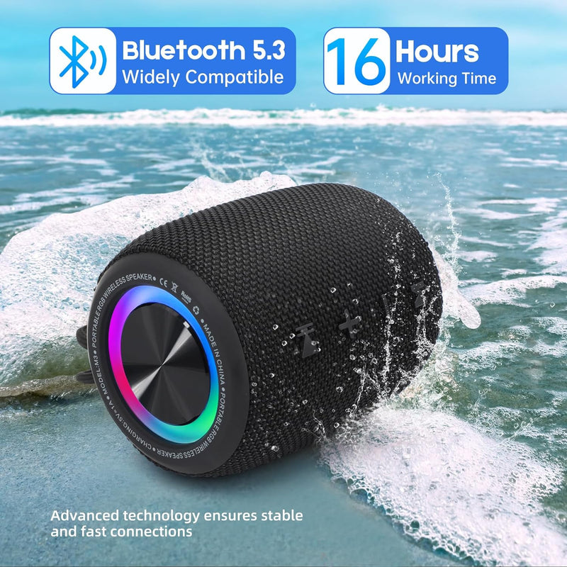 SENXINGYAN Bluetooth Lautsprecher 20W, Bluetooth Box, LED Musikbox Wasserdicht IPX6, 360° HD Stereo