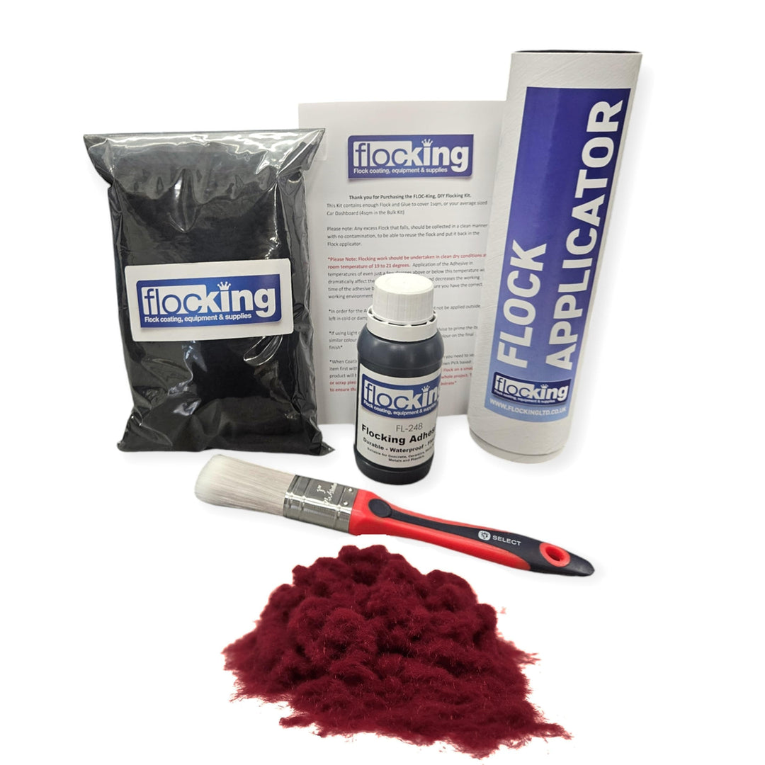 FLOC-KING DIY Flocking Kit - Flocked Dashboard - Project - Nylon Flock - Durable Finish (Wine), WINE