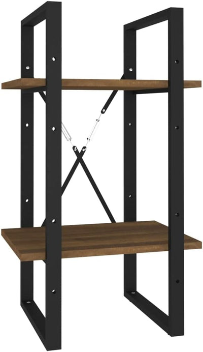 homiuse Bücherregal 2 Fächer Braun Eiche-Optik 40x30x70cm Holzwerkstoff BüCherregal Regal Wand WüRfe