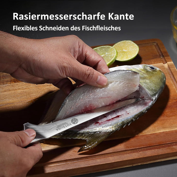 YOTSUBA Filetiermesser, 18cm Küchenmesser Filitiermesser Scharf, Profi Fischmesser, Deutscher Edelst