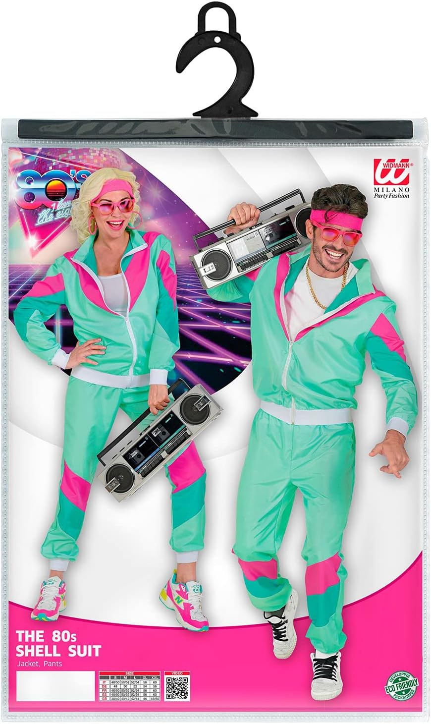 W WIDMANN MILANO Party Fashion - Kostüm Trainingsanzug, Vintage-Style, 80er Jahre Outfit, Jogginganz