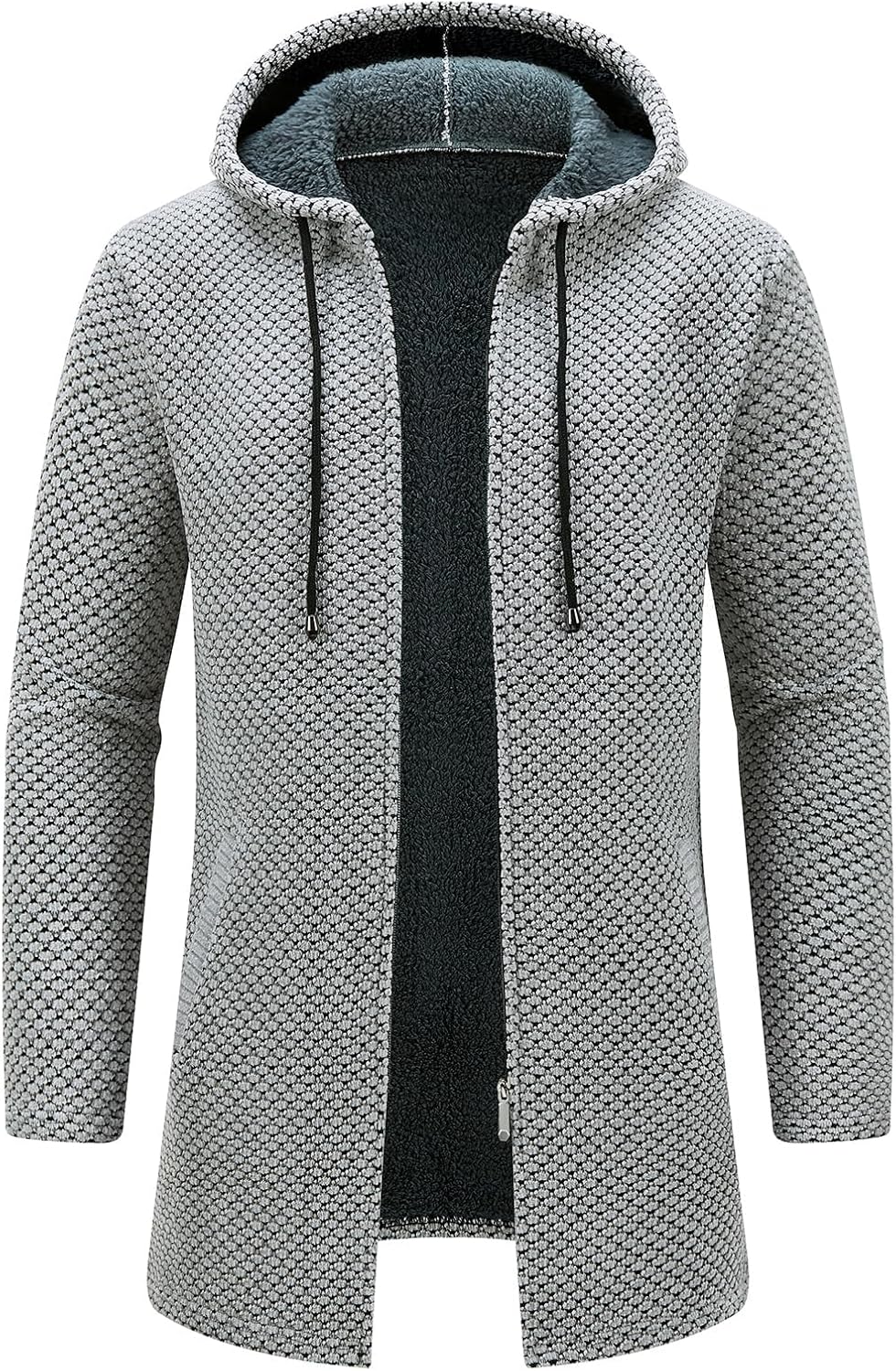KUDORO Strickjacke Herren Cardigan Lang Trachtenjacke Kapuze mit Kapuze Gestrickt Pullover Hoodie Wi