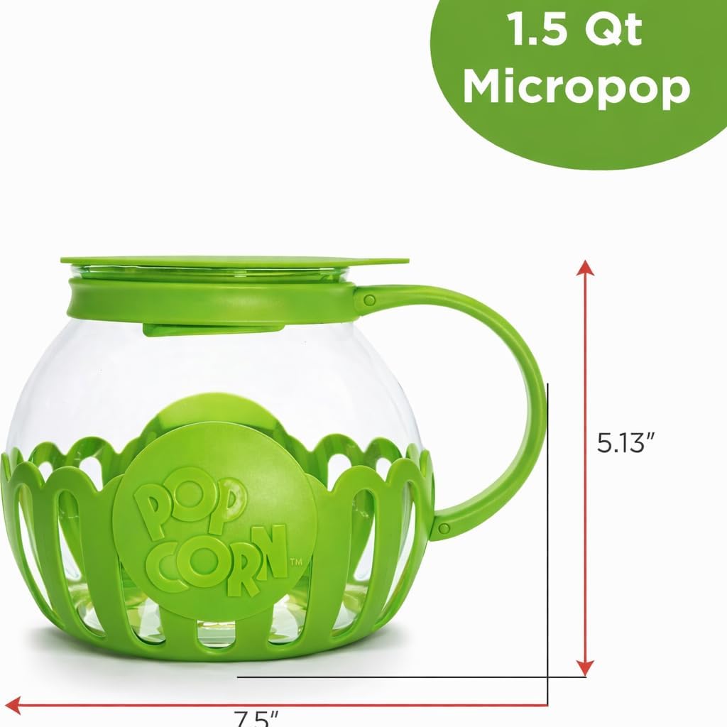 Ecolution micro-pop Mikrowelle Popcorn Popper 1,5 qt – Temperatur Sicher Glas w/Mehrzweck-Deckel, Sn