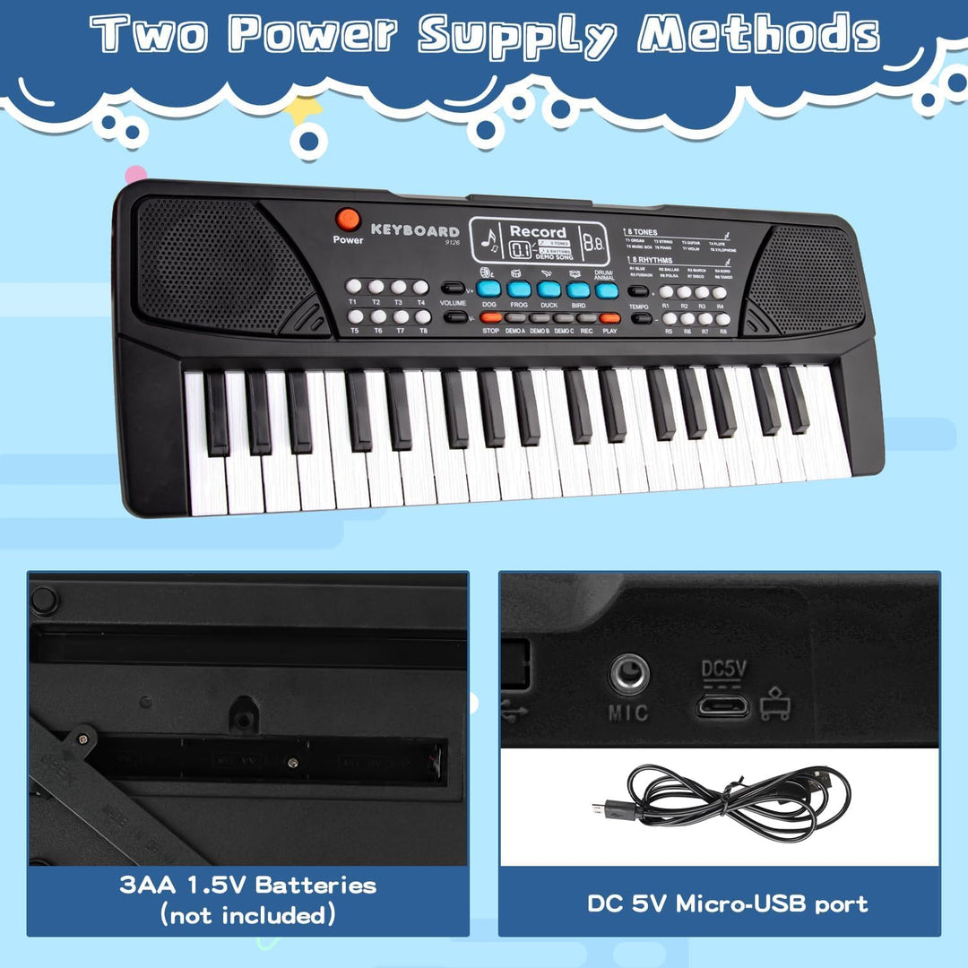 Klavier Keyboard, Digital Piano 37 Tasten Keyboard mit Mikrofon Multifunktions Musik Geschenk für Ki