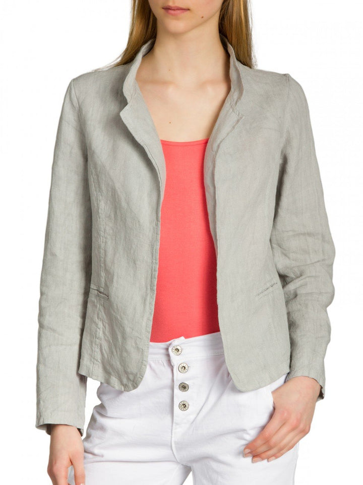 Caspar BZR004 kurzer Damen Leinen Sommer Blazer XS Hellgrau, XS Hellgrau