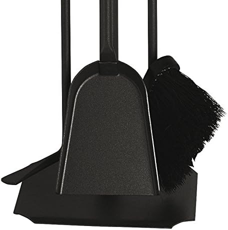 MS Beschläge® Kaminbesteck Kamingarnitur schwarz beschichtet mit Griffen aus Edelstahl