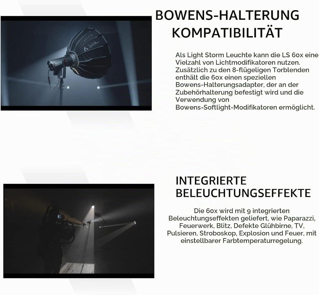 Aputure LS 60x LED Video Licht 60W Bi-Farbe 2700~6500K Unterstützt App Steuerung Integrierte Beleuch