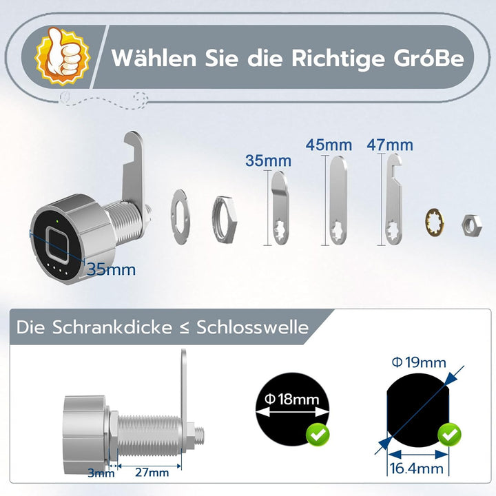 Fingerabdruck Schloss, Eseesmart Briefkastenschloss, Möbelschloss mit APP Fingerabdruck, Elektronisc