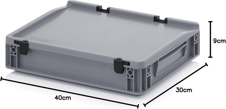 Auer Packaging Eurobehälter-Eurobox 40 x 30 x 9 cm mit Scharnierdeckel inkl. gratis Zollstock