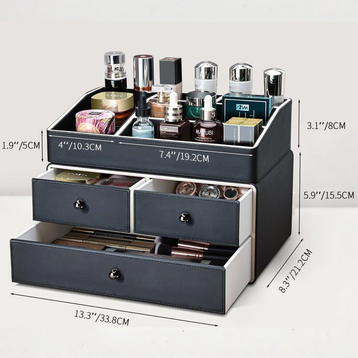 KINGFOM Make-up-Organizer, Kosmetik-Organizer mit 3 Schubladen und 5 Fächern, Make-up-Organizer (sch