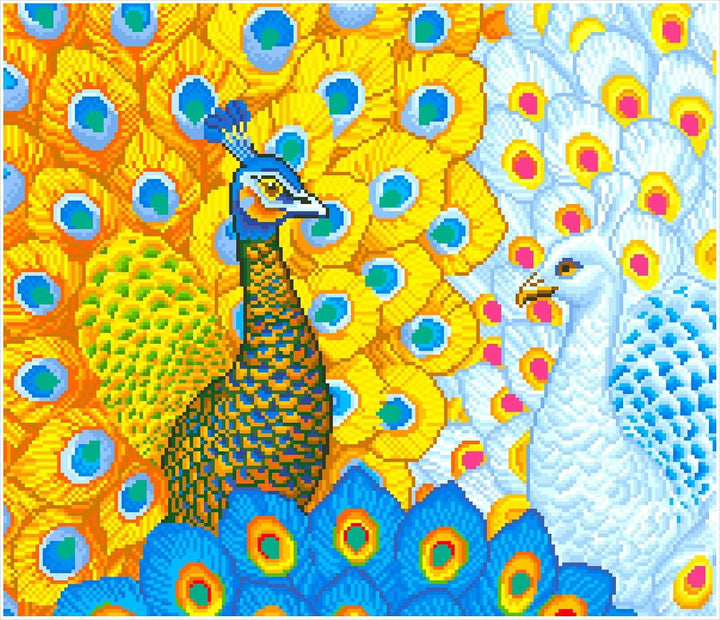 Diamond Dotz DD12-014 Romantische Pfauen, ca. 57 x 49 cm gro?, Diamond Painting, Malen mit Diamanten