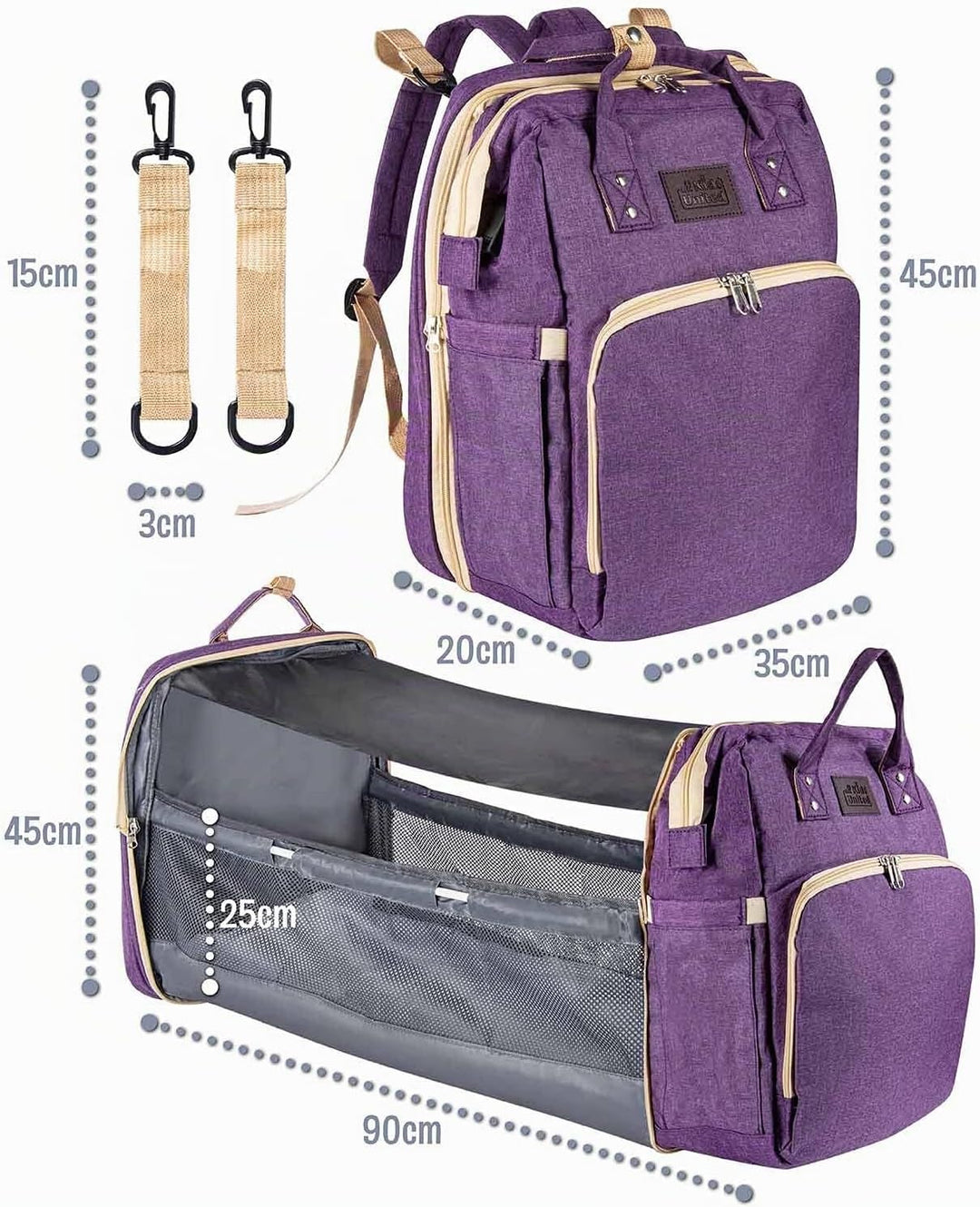 all Kids United® Baby Wickelrucksack Deluxe mit Kinderbett - Babytasche Wickeltasche Set: Baby-Rucks