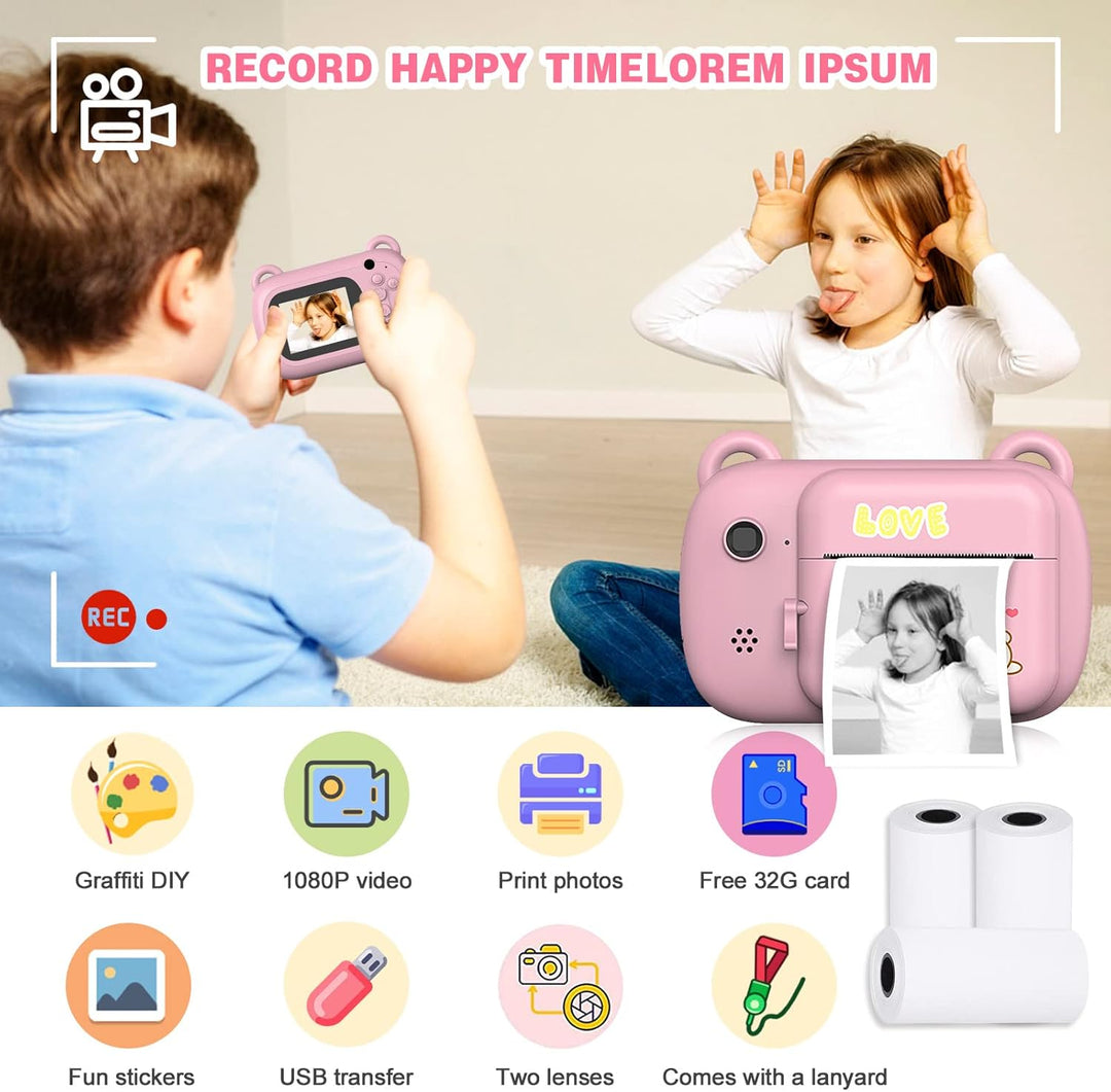 SUPBRO Kinderkamera, Kamera für Kinder, Digitale Kinderkameras mit 2,4-Zoll-Bildschirm 1080P HD-Kame