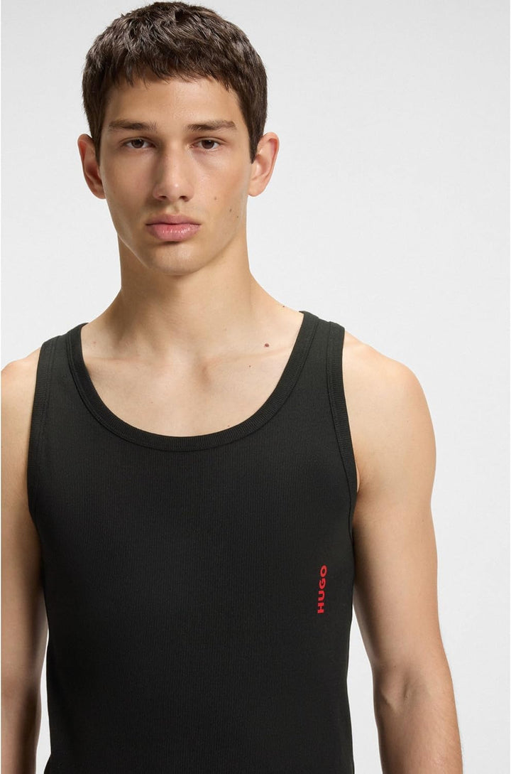 HUGO Herren Tank TOP Twin Pack Zweier-Pack Tanktops aus Stretch-Baumwolle mit Logo S New - Black1, S