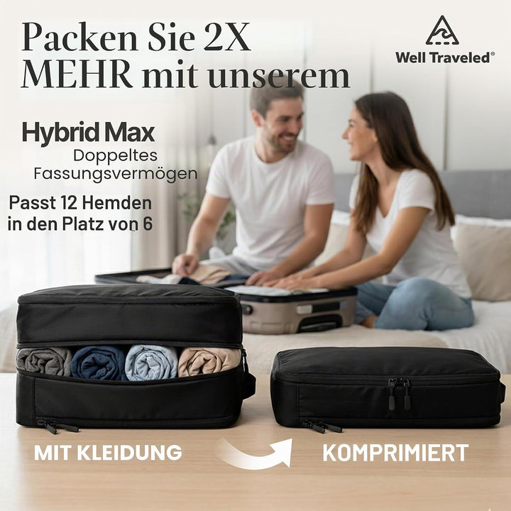Well Traveled Packungswürfel, komprimiert für Reisen, mit HybridMax Doppelkapazitäts-Design, Packwür