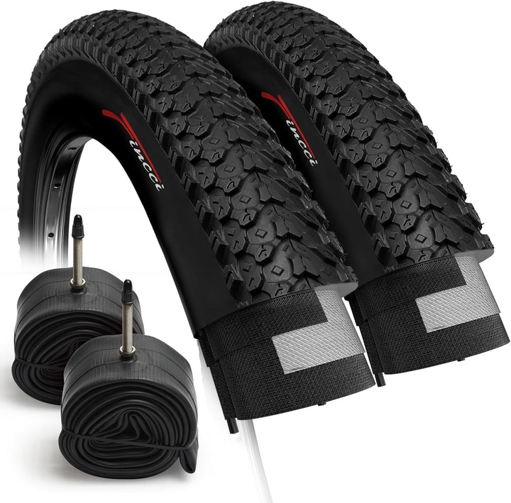 Fincci Set Fahrradreifen 26 x 2.125 Zoll 57-559 Fahrradmantel Faltbar Reifen mit Sclaverandventil Sc