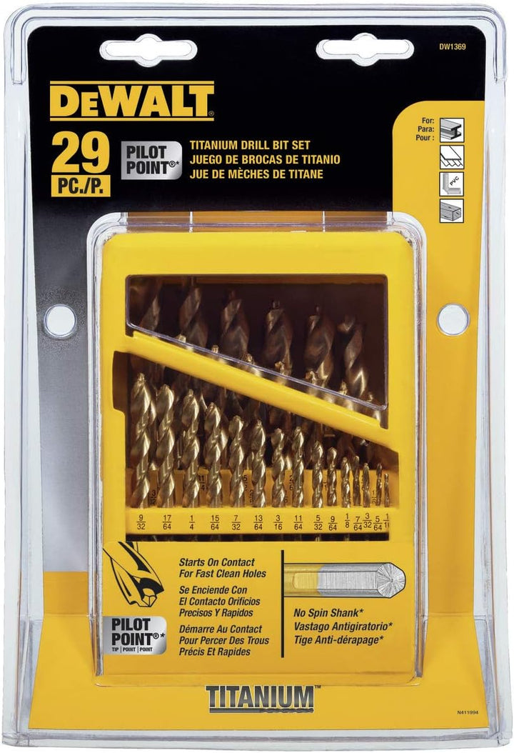 Dewalt dw1369 29 titan pilot-point Bohrer Set
