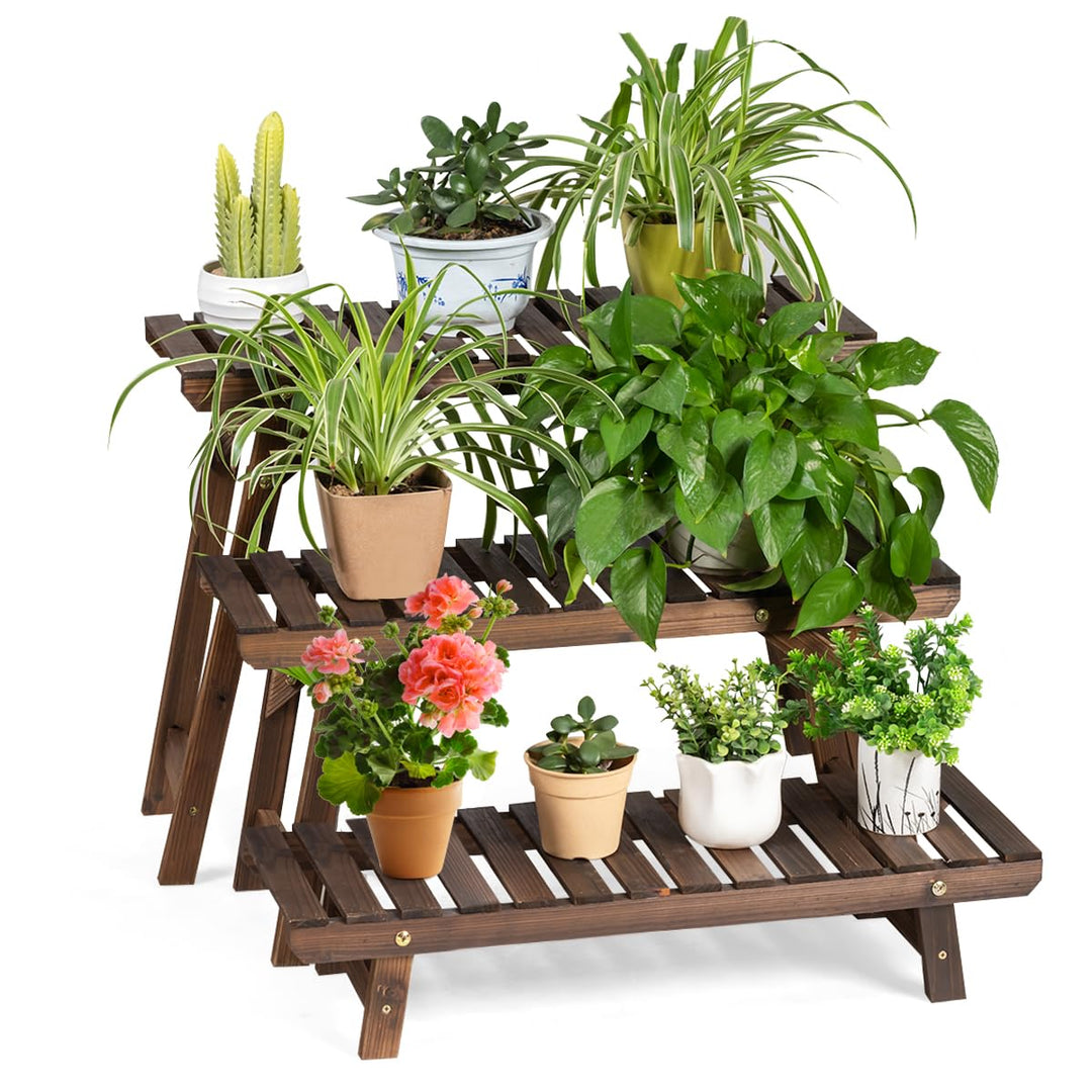 Pflanzenregal aus Holz, Blumenständer für Innen- und Aussenbereiche, Mehrzweck-Topfhalter, Pflanzens