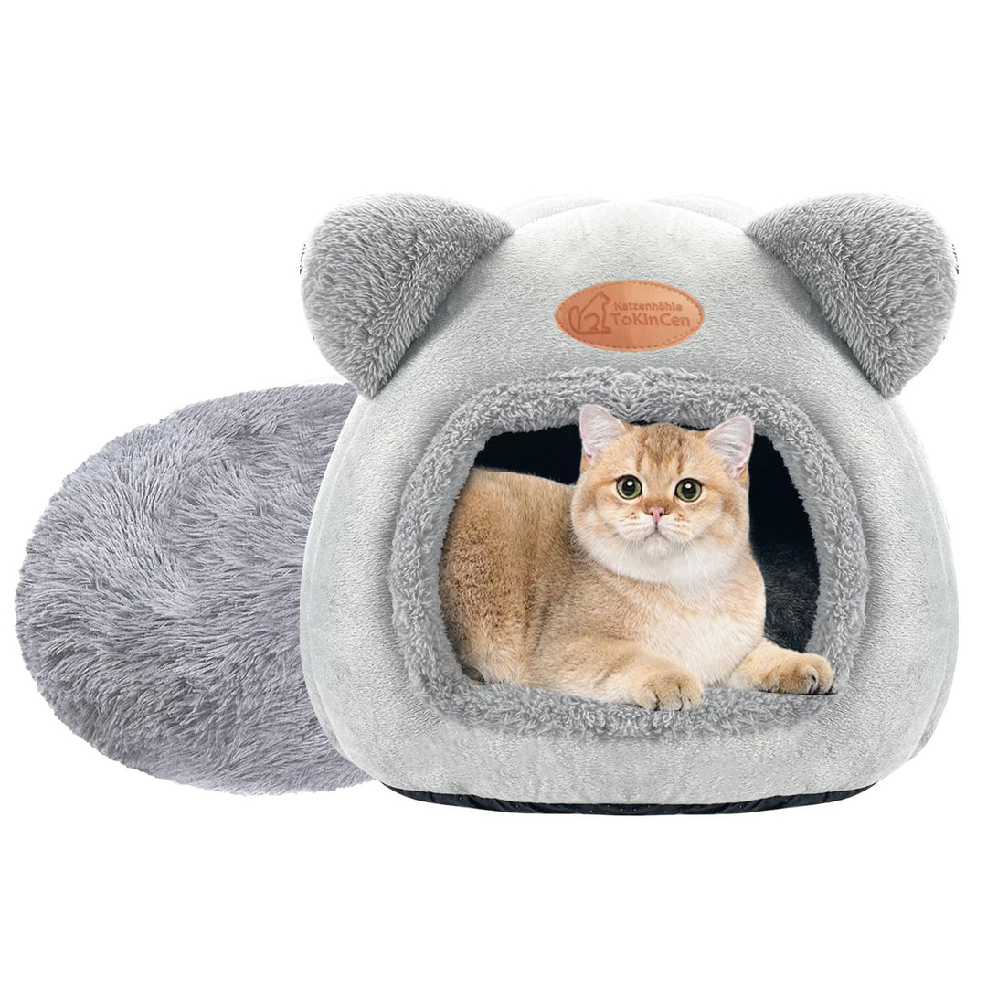 Katzenhöhle Katzenbett Waschbares Katzenhaus Haustierbett Weiches Komfort Zelt Katzenstreu Bett Warm