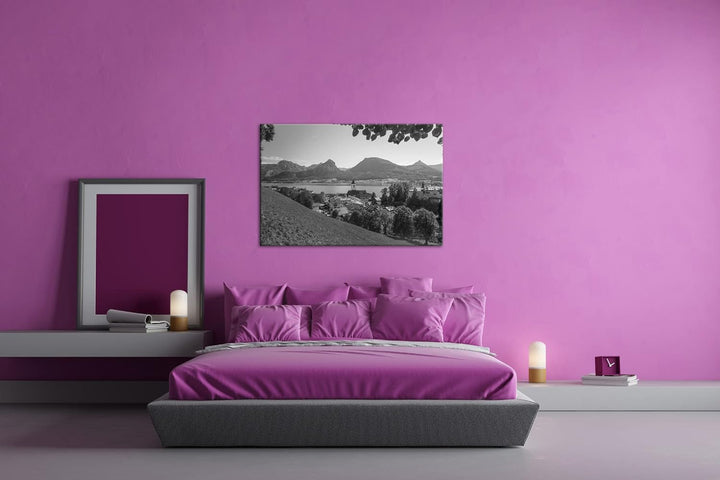 deyoli idyllisches Plätzchen in Österreich Format: 80x60 als Leinwand, Effekt: Schwarz&Weiss, Motiv