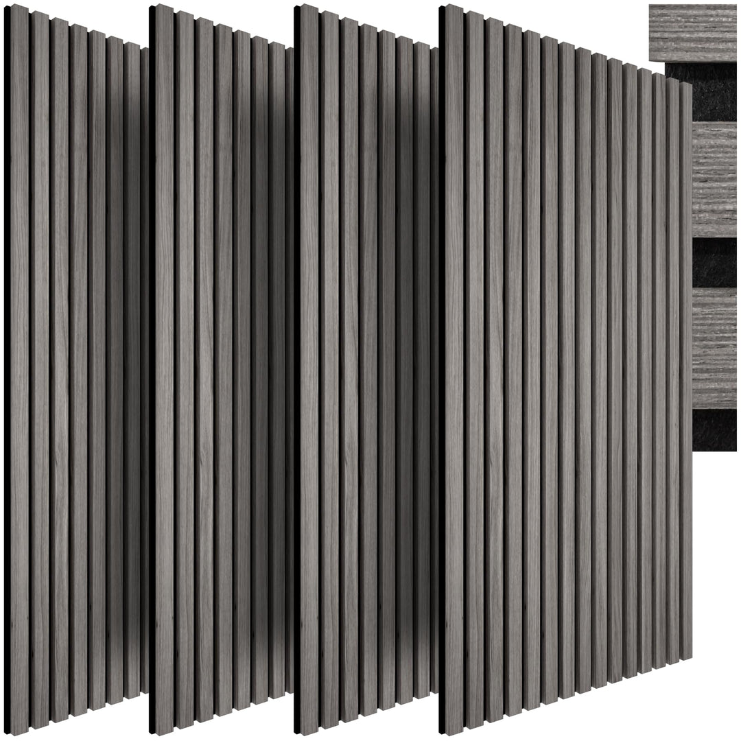 tectake® Akustikpaneele mit Echtholzfurnier 4er Set, effektiver Schallschutz, MDF Schallabsorber, Ak